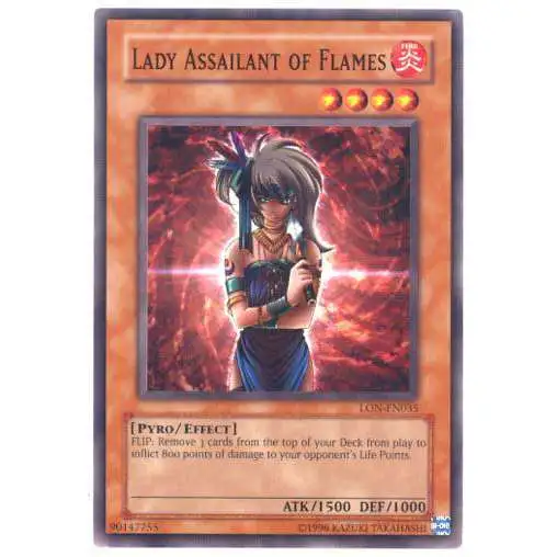YuGiOh Labyrinth of Nightmare Common Lady Assailant of Flames LON-035