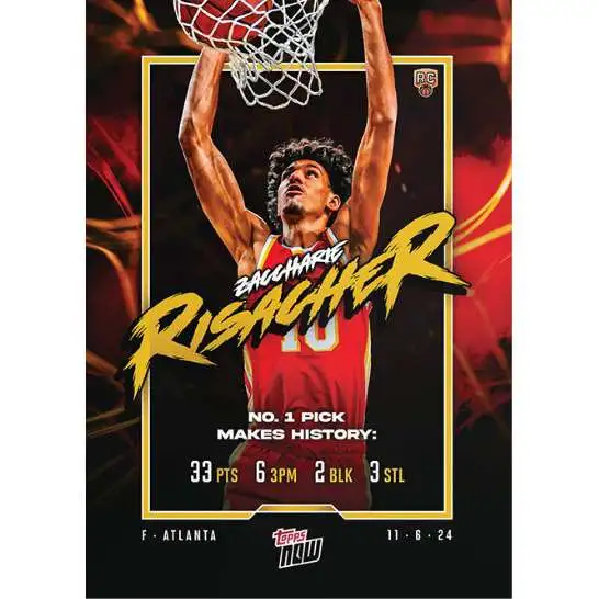 NBA Atlanta Hawks 2024-25 Topps NOW Basketball Zaccharie Risacher #5 [Rookie, Makes History]