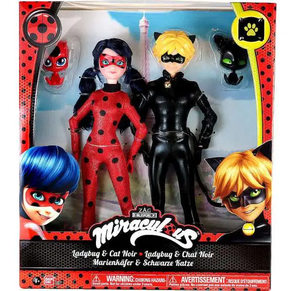 Miraculous Zag Heroez Ladybug Cat Noir 10 Doll 2-Pack Bandai
