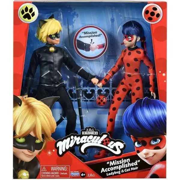 Miraculous Zag Heroez Ladybug & Cat Noir 10-Inch Doll 2-Pack [Mission Accomplished]