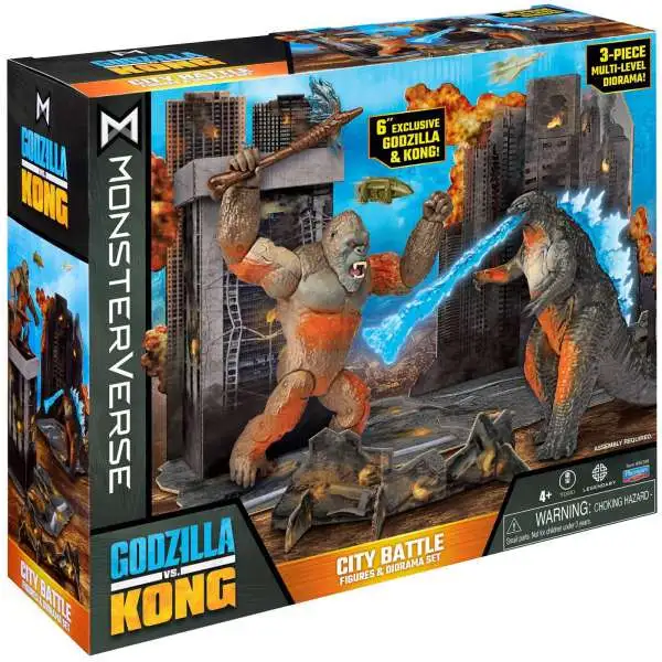 Godzilla Vs Kong Monsterverse City Battle 6-Inch Figures & Diorama Set Playset [2 Exclusive Action Figures! ]