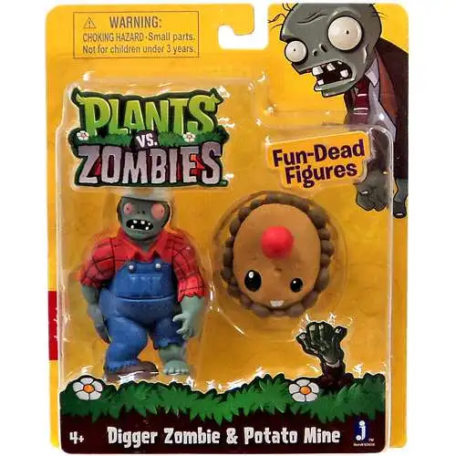 Plants vs. Zombies Fun-Dead Figures Digger Zombie & Potato Mine 3-Inch Figure 2-Pack