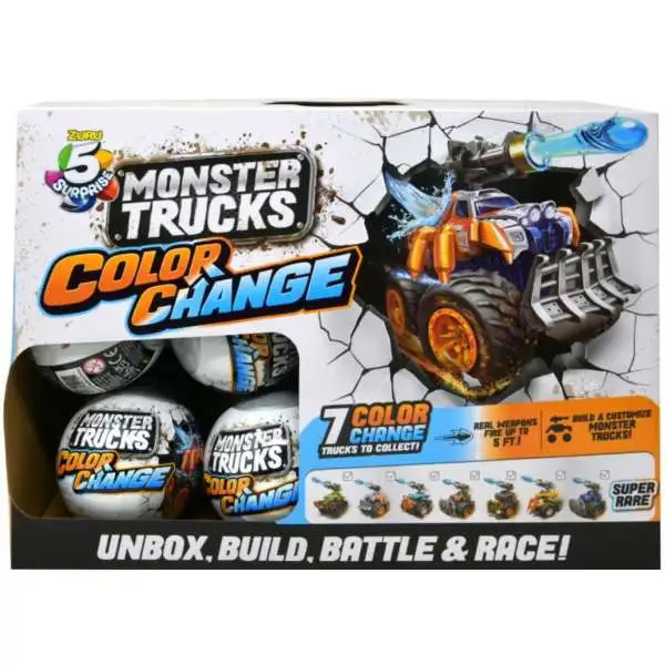 5 Surprise Monster Trucks Color Change Wave 1 Mystery Box [12 Packs]